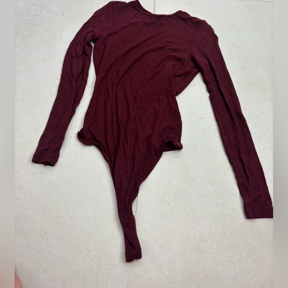 American Apparel Deep Red Long Sleeve Bodysuit
